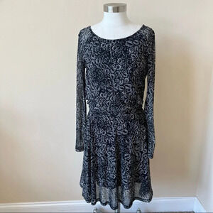 ICHI abstract leopard patterned long sleeve dress 5646